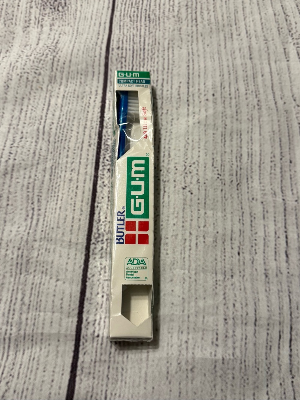 Vintage Gum Butler Adult Compact Head Ultra Soft Bristle Toothbrush 449 Blue NEW